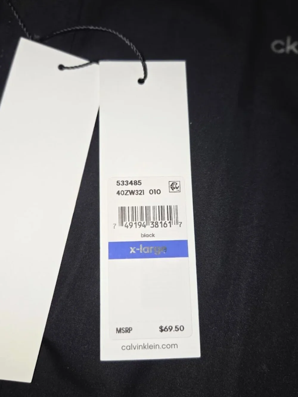 Calvin Klein Mens XL Black Cotton Cashmere Shirt Button Front CK Logo NWT - Picture 3 of 11
